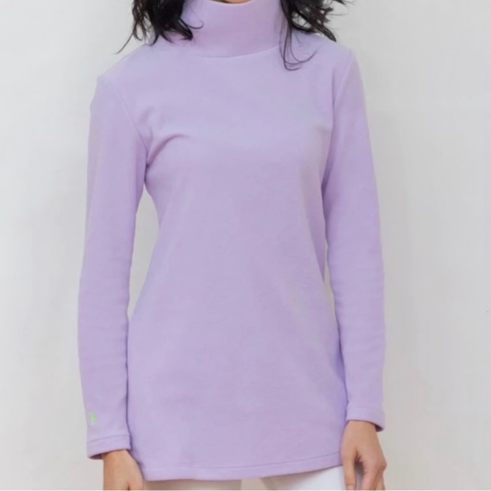 Dudley Stephens Cobble Hill Turtleneck in Terry Fleece-lavender. Size Medium